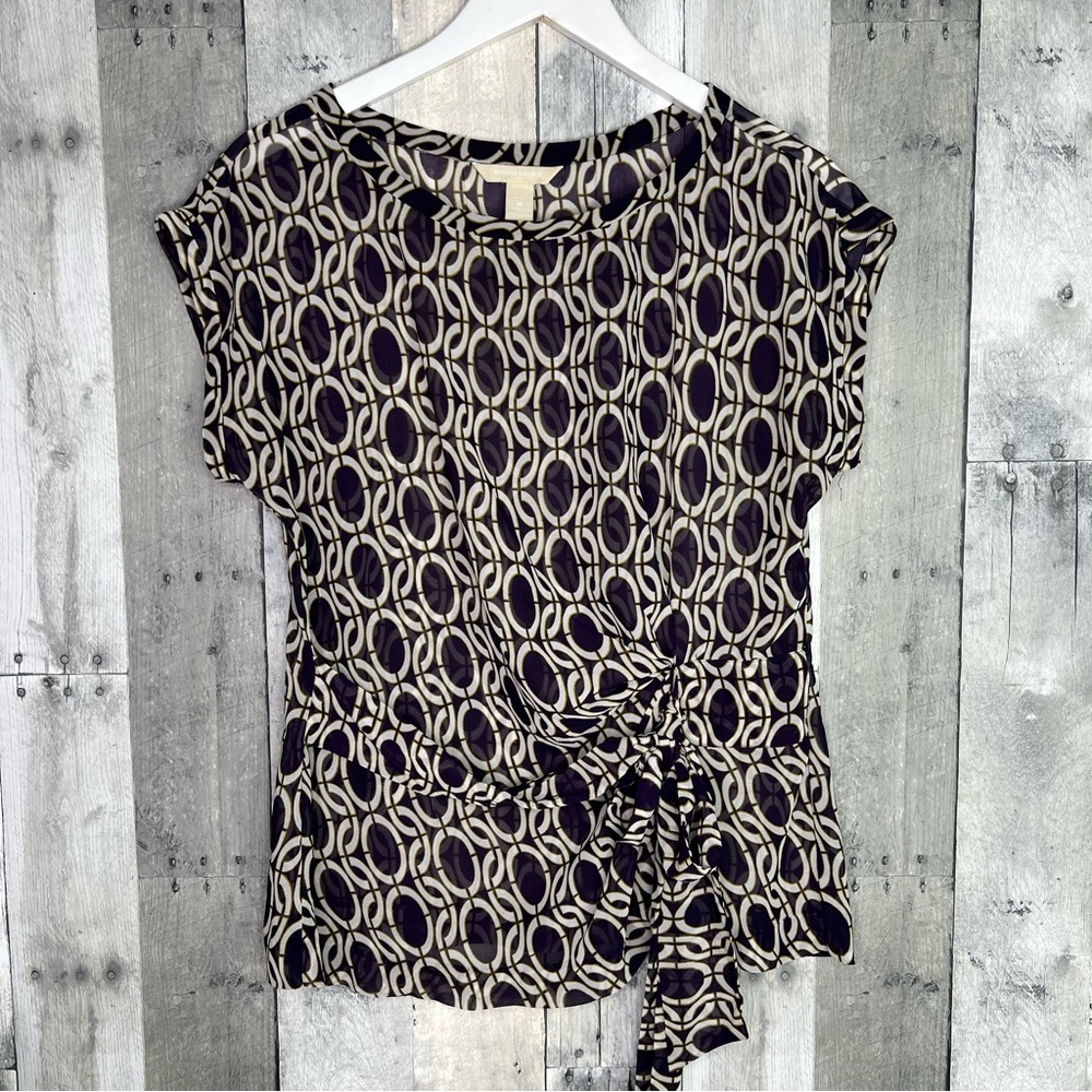 BANANA REPUBLIC Sheer Circle Geo Print Sleeveless Top Size MP